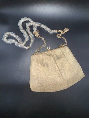 Vintage 1960s Gold Evening Bag by Harry Levine with Chain *read*